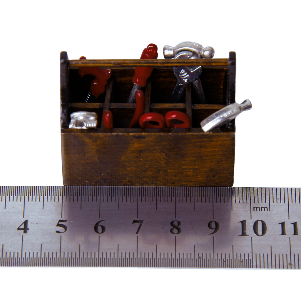 Kritne Miniature Tool Box Wooden Toolbox Model for 1/12 Doll House