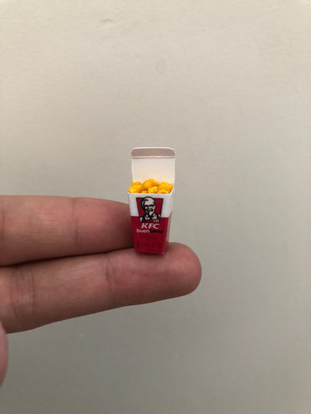 Miniature Dollhouse KFC Bucket on finger