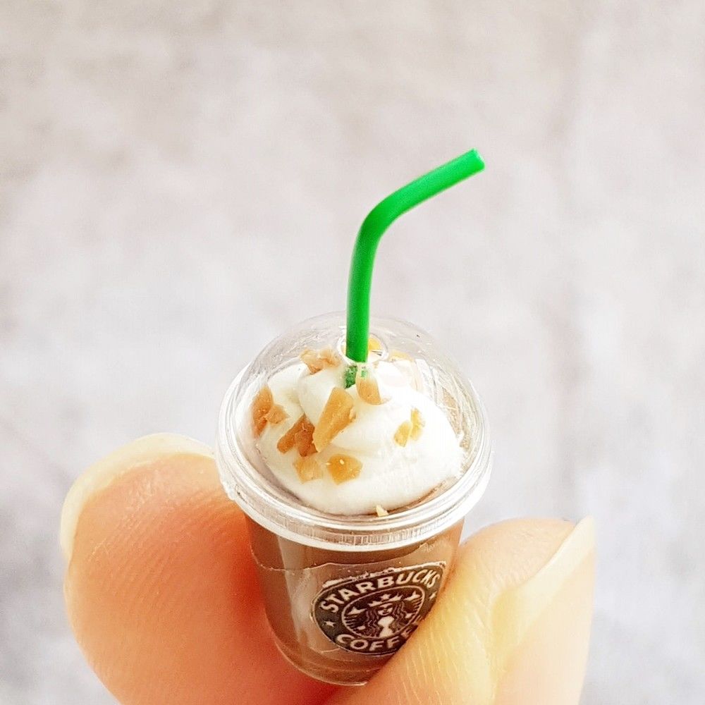 2x Miniature Starbucks Ice Coffee Cups