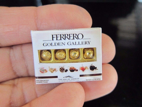 Dollhouse Miniature Ferrero Rocher Golden Gallery Chocolate Box