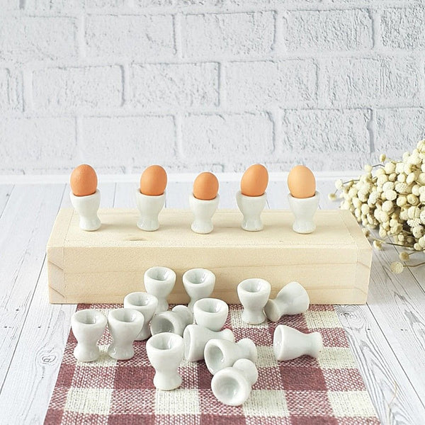 Dollhouse Miniature Eggs in Ceramic Cups 1:12 scale
