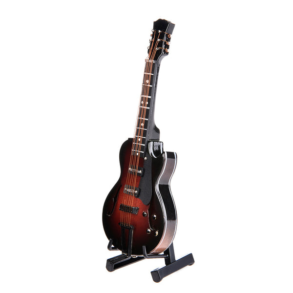 Miniature Guitar (red/black) with Stand and Leather Case