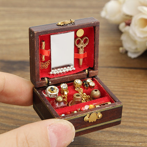 Dollhouse Miniature Wooden Jewelry Box