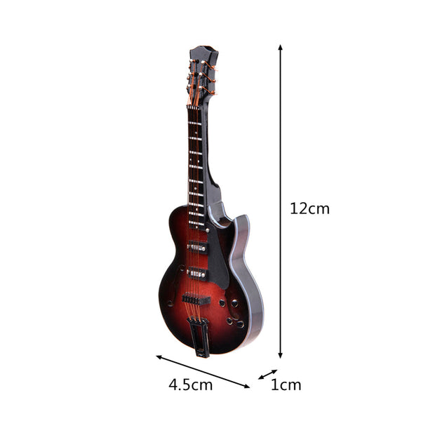 Miniature Guitar (red/black) with Stand and Leather Case
