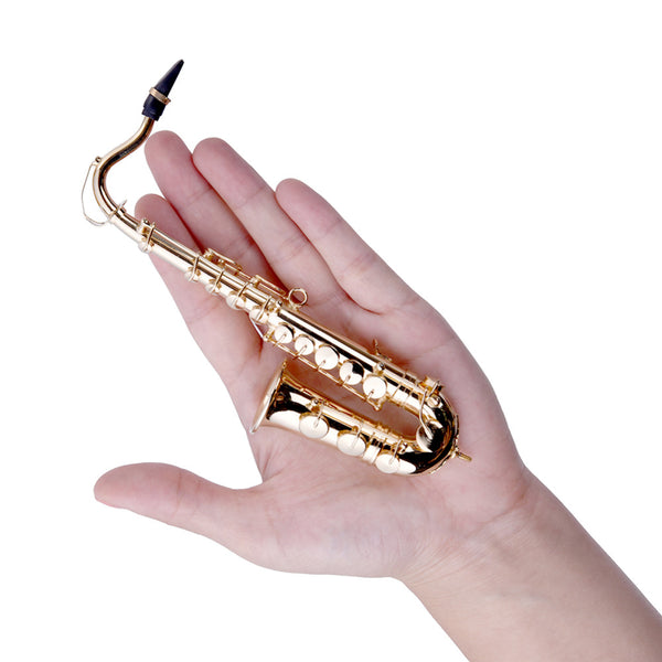 Miniature saxophone with metal stand