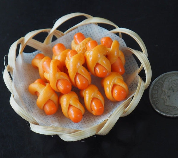 Miniature Sausage Twisted Bread on Basket