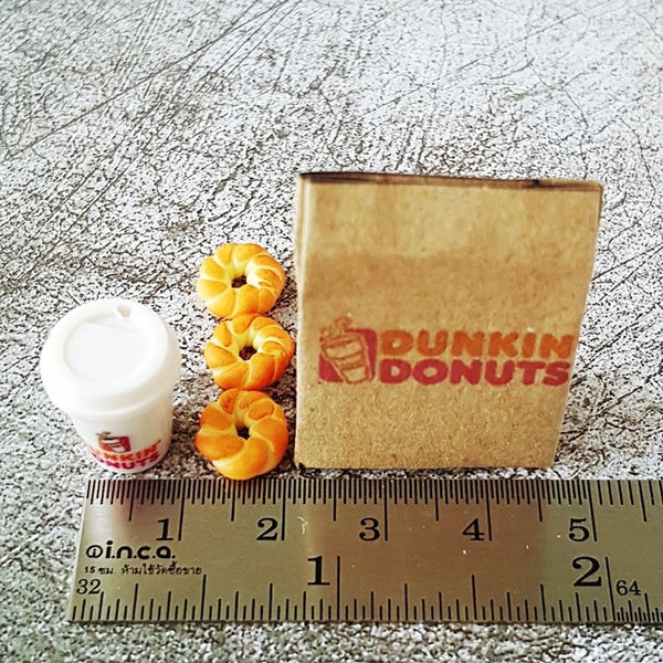 Miniature Bag with Donuts and Hot Coffee for Dollhouse