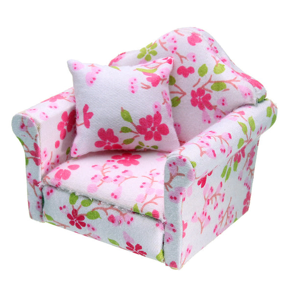 Dollhouse Floral Miniature Armchair Furniture