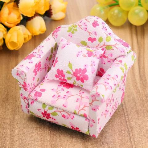 Dollhouse Floral Miniature Armchair Furniture