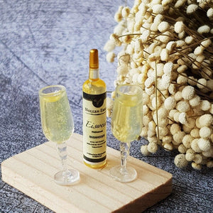 Miniature Wine Bottle and Two Glasses 1:12 scale