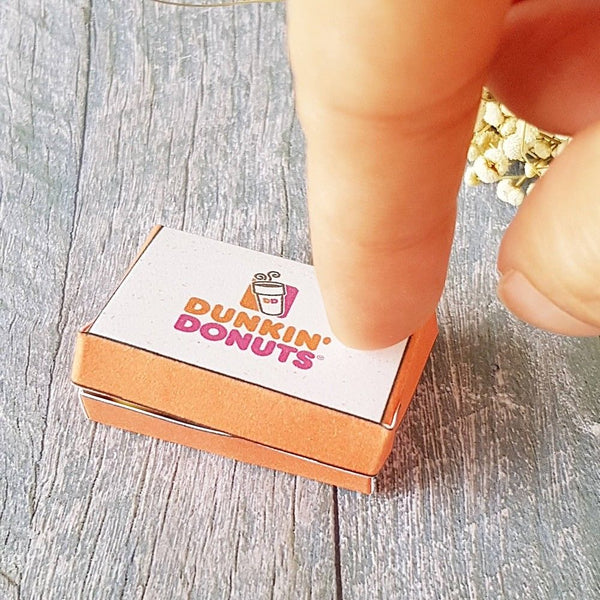 Dollhouse Miniature Dunkin Donuts Box with 6 Donuts (1:10 scale)