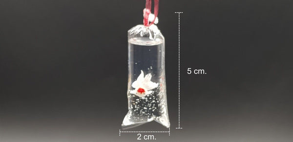 Miniature Clay white Goldfish in Plastic Bag