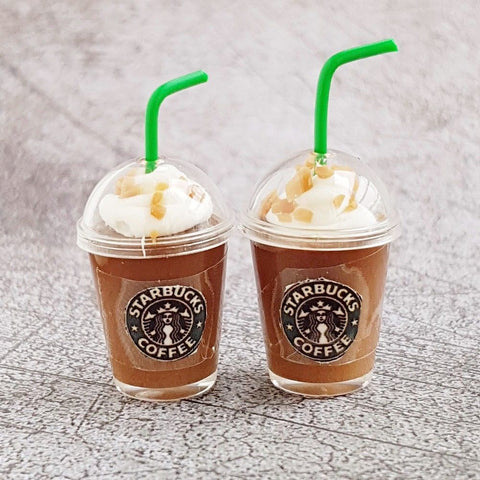 2x Miniature Starbucks Ice Chocolate Coffee Cups