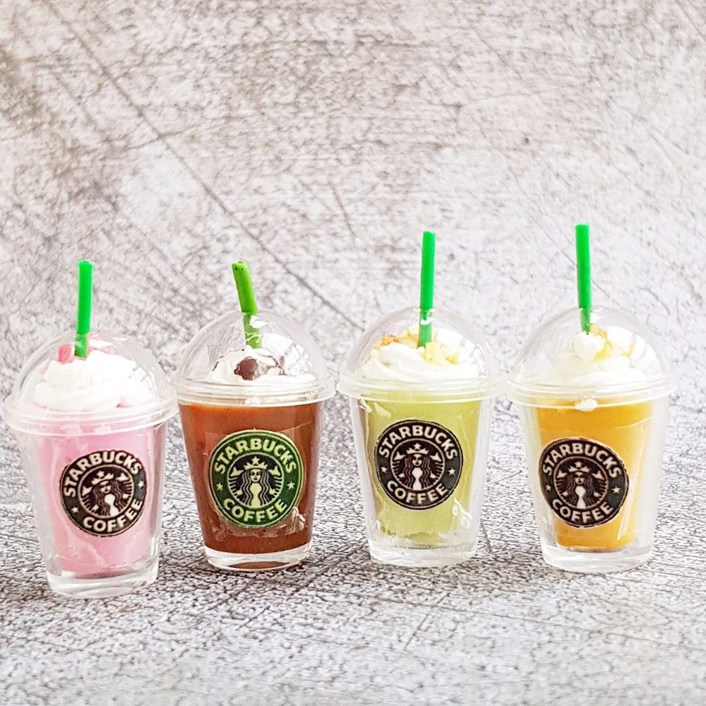 4x Dollhouse Miniature Starbucks Beverage