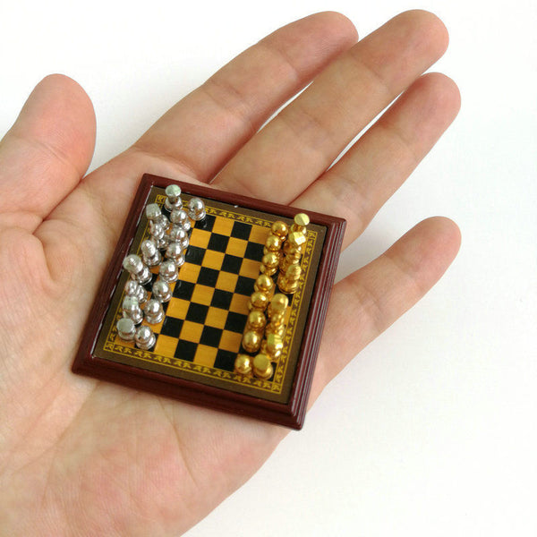 Dollhouse Miniature Chess Set (Silver and Gold) 1:12 scale