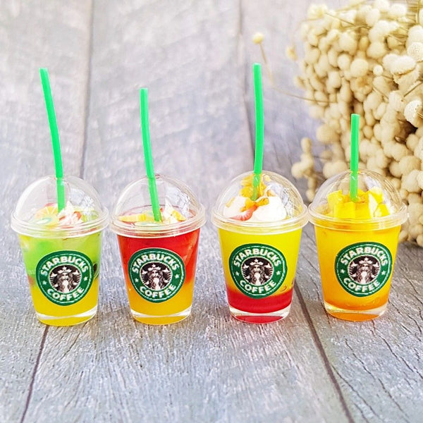 4x Dollhouse Miniature Starbucks Ice Juice Cups