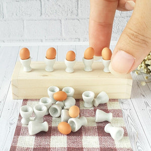 1:12 Dollhouse Miniature Eggs in Ceramic Cups (5 pcs)