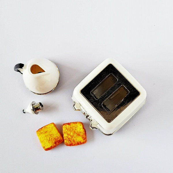 Electric Toaster Cooking Machine Pitcher Dollhouse Miniatures Breakfast Set