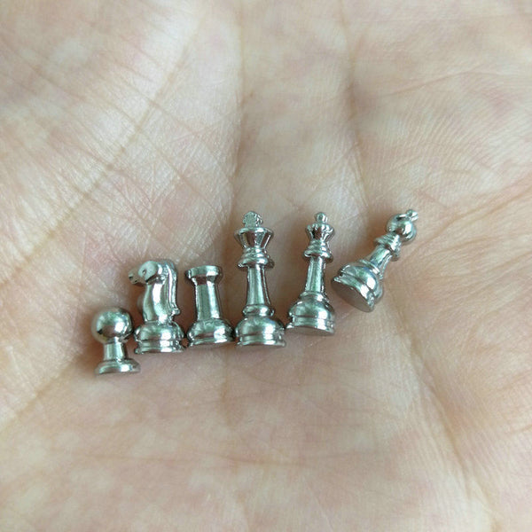 1/12 dollhouse miniature silver chess