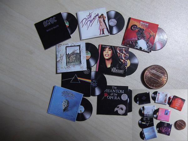 1:12 Miniature Vinyl Records (8 records)